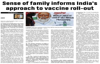 Article titled Sense of family informs India's approach to vaccine roll-out appeared in Cape Times newspaper on 2 Feb 2021